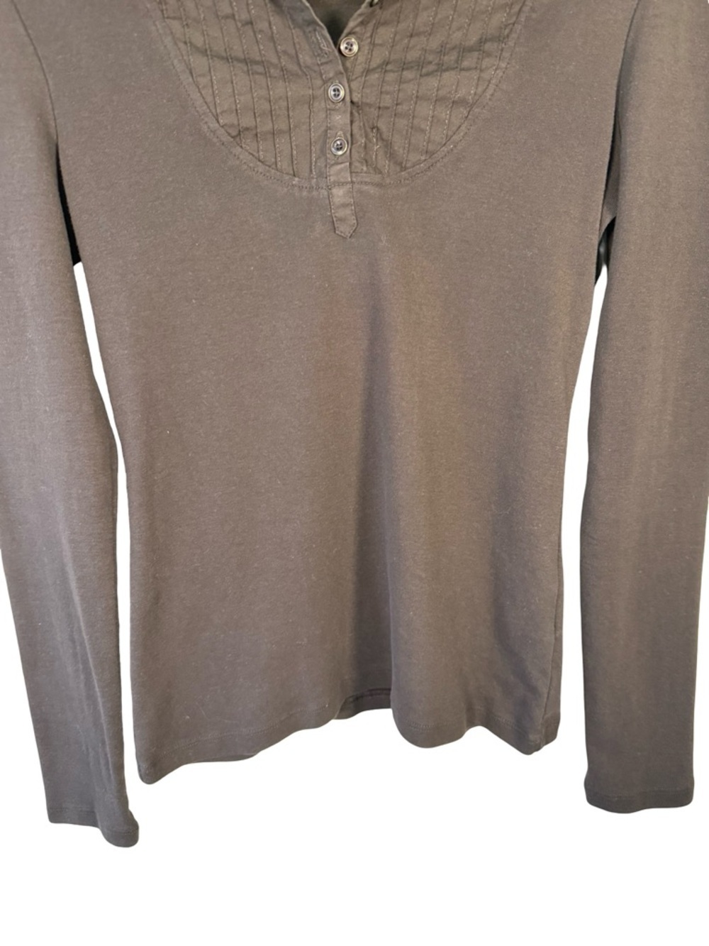 RW&CO. Brown Long Sleeve Polo Top with Pintuck Yoke - Picture 10 of 13
